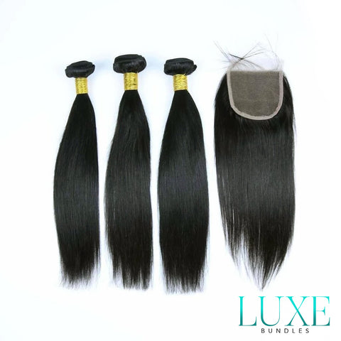 LUXE Mink Straight Bundle Deal w/Closure